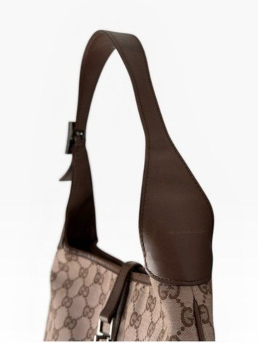 Gucci Jackie GG Monogram Brown Canvas Leather Trim Shoulder Bag - Picture 8 of 16